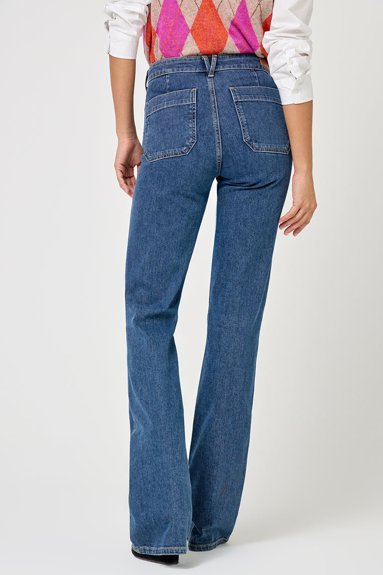 Jean Flare Earl Jeans LFA4004 Denim Iconique – Taille 25, Neuf Avec étiquettes