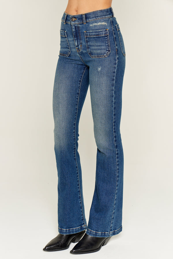 566 LUNA JEAN FLARE - MEDIUM BLUE