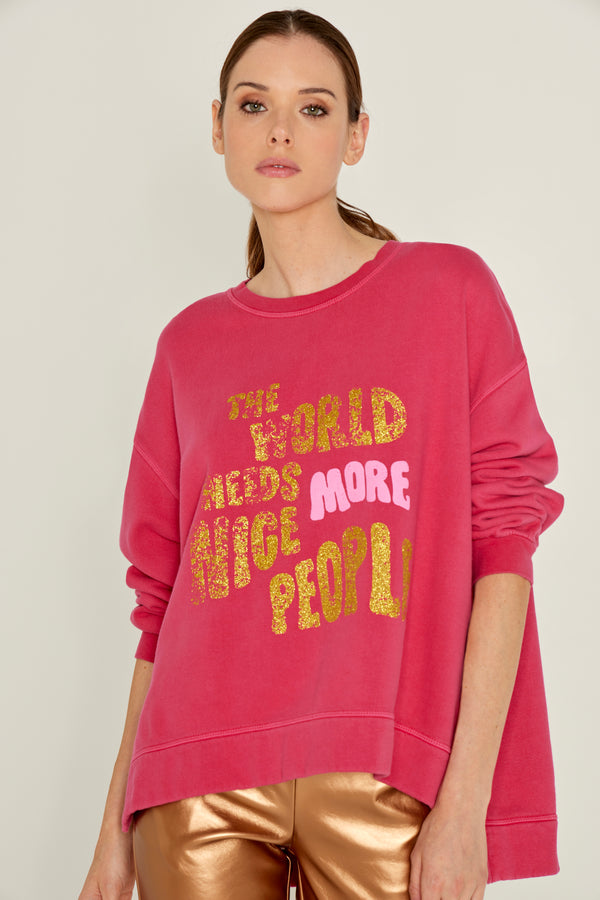 NICE PEOPLE SWEATSHIRT - RASPBERRY