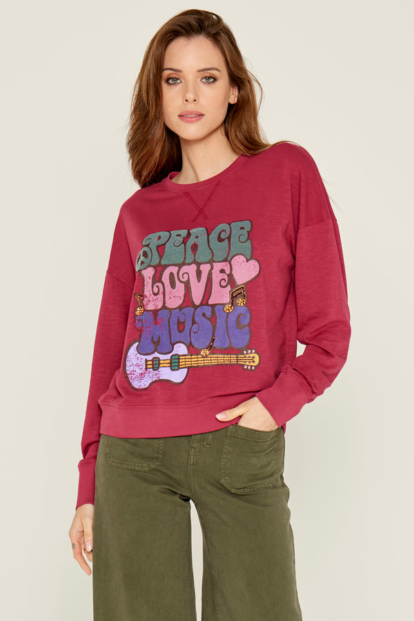TEE SHIRT PEACE - FRAMBOISE